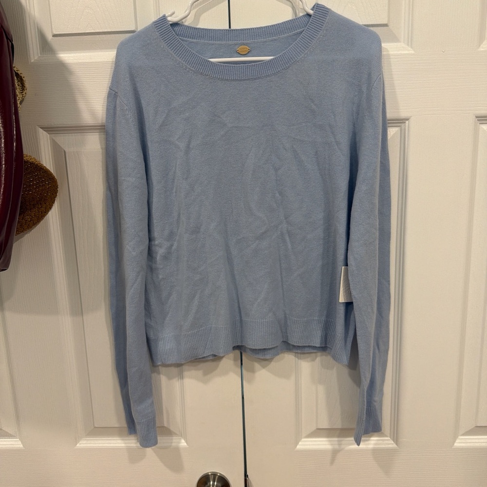 altar’d state 100% cashmere crewneck blue sweater